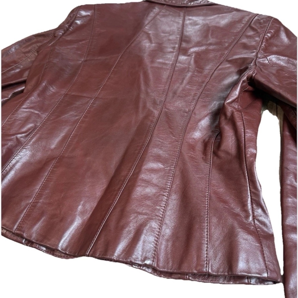 Wilson Burgundy Leather Blazer Jacket for Women - Picture 10 of 16